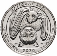 Купить США 1/4 доллара (25 центов, квотер) 2020 S — "Национальный парк Американского Самоа" (51-й парк)