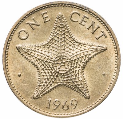 купить Багамы (Британские) 1 цент (cent) 1969 "Морская звезда"