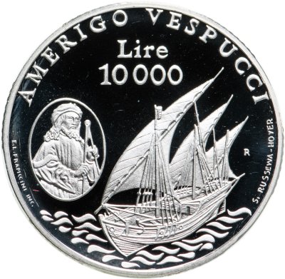 купить Сан-Марино 10000 лир (lire) 1995 "Парусник "Америго Веспуччи"