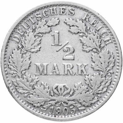 купить Германия 1/2 рейх марки 1905 "А"