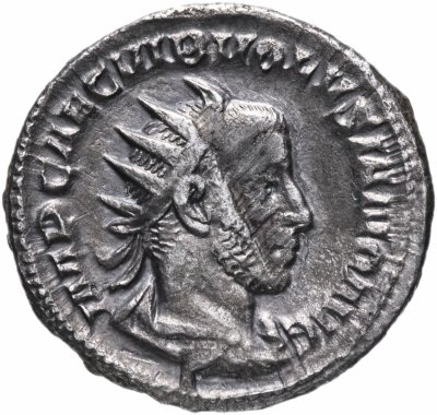 купить Римская Империя Волузиан 251–253 гг антониниан (реверс: Император стоит влево, в руках - ветвь и скипетр)