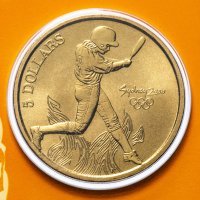 Купить Австралия 5 долларов (dollars) 2000 Олимпийские игры в Сиднее - Софтбол
