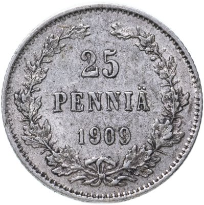купить 25 пенни 1909 L, монета для Финляндии