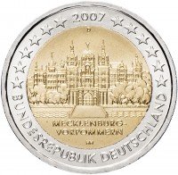 Купить Германия 2 евро 2007 D "Федеральные земли Германии: Мекленбург - Передняя Померания"