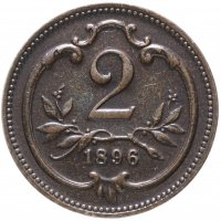 Купить Австро-Венгрия 2 геллера 1896, монета для Австрии