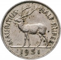 Купить Маврикий 1/2 рупии (rupee) 1951