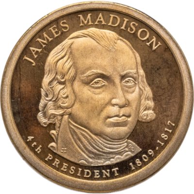 купить США 1 доллар (dollar) 2007 S Proof "Джеймс Мэдисон (4-й президент США)" знак монетного двора "S" - Сан-Франциско