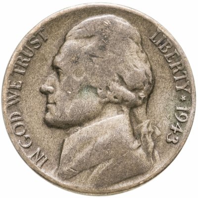 купить США 5 центов (cents) 1943-1945, серебро 350 пробы, случайный год