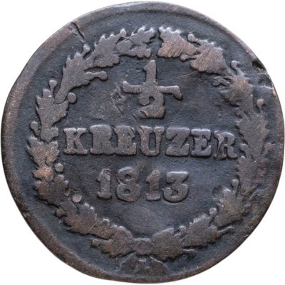 купить Германия, Нассау 1/2 крейцера 1813