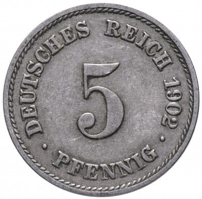 купить Германия 5 рейх пфеннигов 1902 "F"