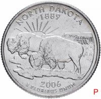купить США 1/4 доллара (квотер, 25 центов) 2006 P "Штат Северная Дакота"