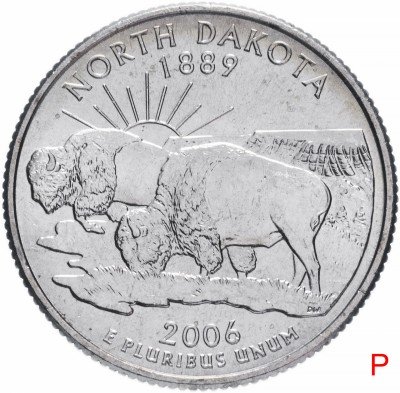 купить США 1/4 доллара (квотер, 25 центов) 2006 P "Штат Северная Дакота"