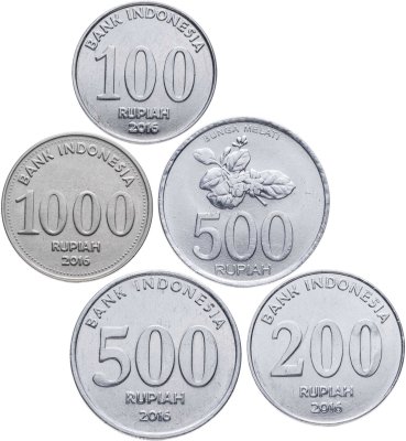 купить Индонезия набор монет 100, 200, 500, 1000 рупий 2003-2016 (5 монет)