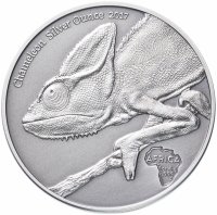 Купить Конго 1000 франков 2017 "Хамелеон", в футляре, с сертификатом