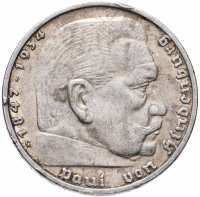 купить Германия (Третий рейх) 5 рейхсмарок (reichsmark) 1936 G орёл со свастикой
