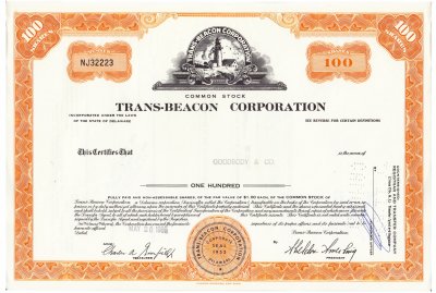 купить Акция США TRANS- BEACON CORPORATION 1969 г.