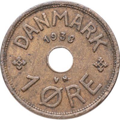 купить Дания 1 эре (ore) 1938, отметка ♥ N