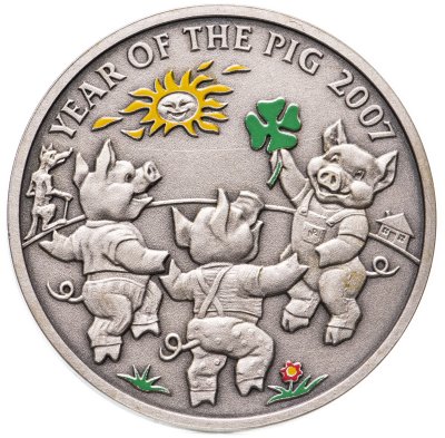 купить Ниуэ 1 доллар (dollar) 2006 "Китайский календарь - Год свиньи" Три поросёнка