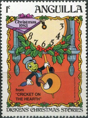 купить Ангилья Почтовая марка 1983 "Джимини на часах (из "Пиноккио")"