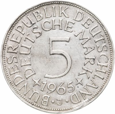 купить Германия 5 марок, 1965 Отметка монетного двора: "J" - Гамбург