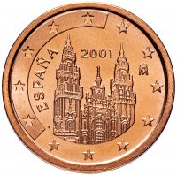 купить Испания 2 цента (cents) 2001