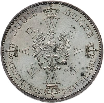 купить Пруссия 1 союзный талер (vereinstaler) 1861 Коронация Вильгельма I и Августы