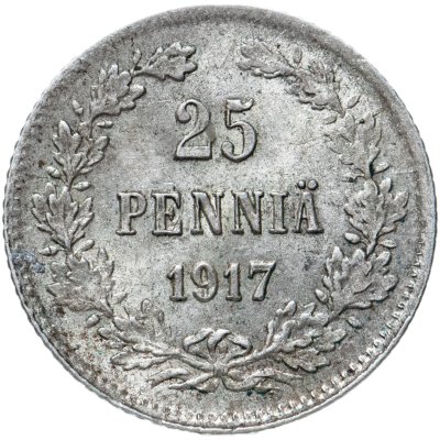 купить 25 пенни 1917 S гербовый орел с коронами, монета для Финляндии