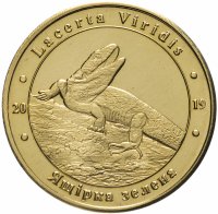 купить Украина монетовидный жетон 1 злотник 2019 "Красная книга Украины-Зелёная ящерица"