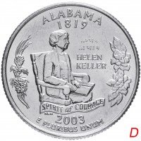 купить США 1/4 доллара (квотер, 25 центов) 2003 D "Штат Алабама"