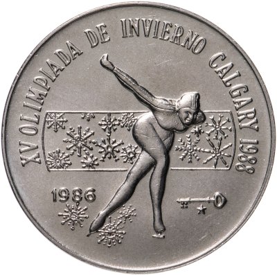 купить 1 песо (peso) 1986 XV зимние Олимпийские игры, Калгари 1986 - Конькобежный спорт Куба