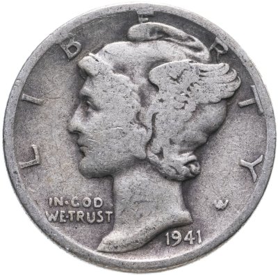 купить США 10 центов (дайм, one dime) 1941 Mercury Dime (дайм «Меркурий»)