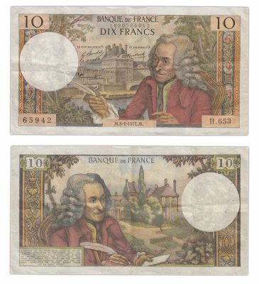 купить Франция 10 франков образца 1971 (1963-1973) Voltaire (Вольтер) Type (Pick 147с)