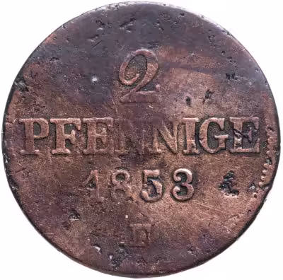 купить Германия, Саксония 2 пфеннига 1853