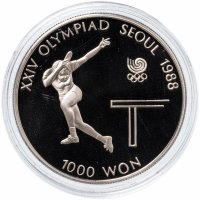 Купить Южная Корея 1000 вон (won) 1988 "XXIV летние Олимпийские Игры, Сеул 1988 - Настольный теннис"