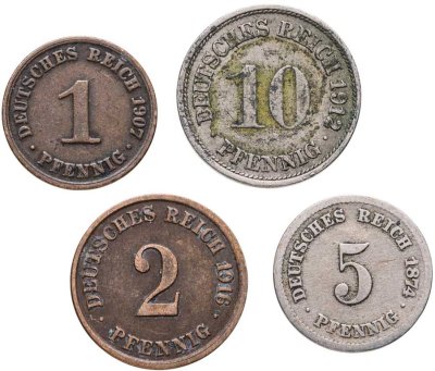 купить Германия набор 1, 2, 5 и 10 пфеннигов 1873-1916 (4 штуки)