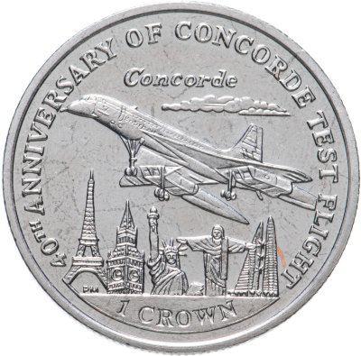 купить Остров Мэн 1 крона 1992 "40-летие тестового полета самолета "Конкорд"