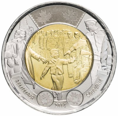 купить Канада 2 доллара (dollars) 2014 "75 лет с начала Второй Мировой войны"