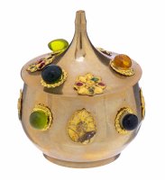 купить Шкатулочка с крышкой и цветочным декором, латунь, стекло, Индия, 2000-2015 гг.
