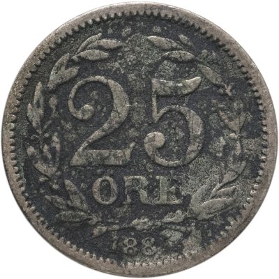 купить Швеция 25 эре (ore) 1885 Большой размер надписей
