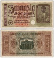 купить Германия 20 рейхсмарок (reichsmark) 1940-1945 Немецкие оккупационные территории