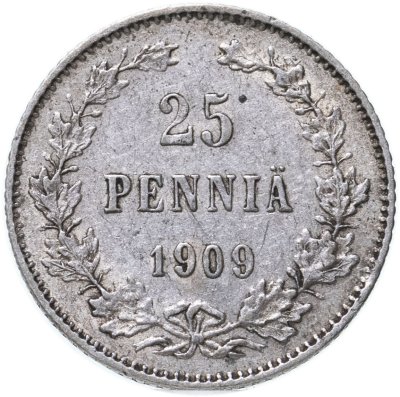 купить 25 пенни 1909 L, монета для Финляндии