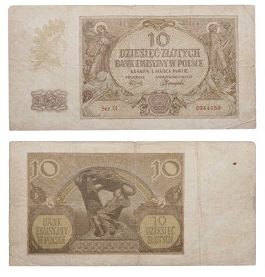 купить Польша 10 злотых 1940 год