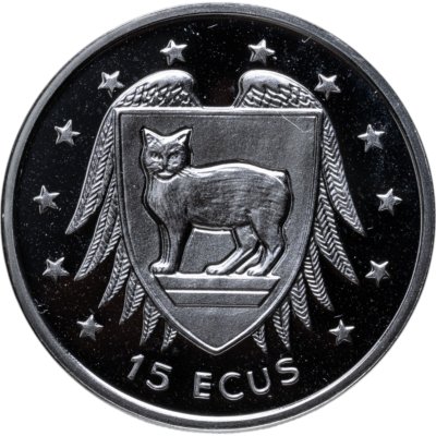 купить Остров Мэн 15 экю 1994 "Герб Кошка"