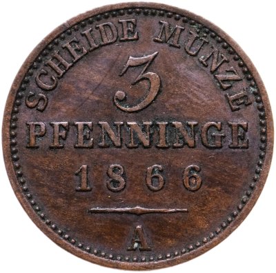 купить Германия, Пруссия 3 пфеннига 1866