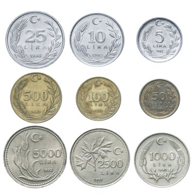 купить Турция, набор монет 1982-1992 (9 монет)