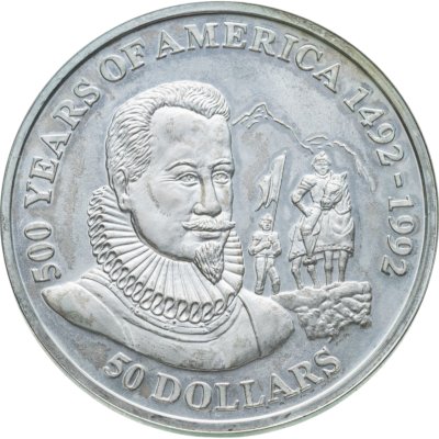 купить Острова Кука 50 долларов (dollars) 1992 "500-летие открытия Америки - Педро де Вальдивия"