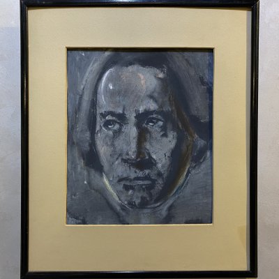 купить Картина "Портрет мужчины", неизвестный художник, бумага, пастель, в раме с паспарту, СССР, 1950-1970 гг.