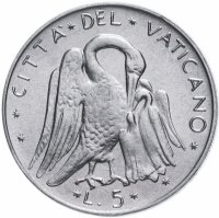 Купить Ватикан 5 лир 1977