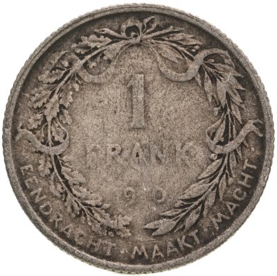 купить Бельгия 1 франк 1910 Надпись на голландском - 'ALBERT KONING DER BELGEN'