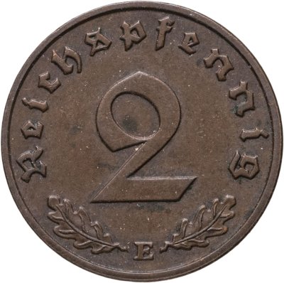 купить Германия, Третий Рейх 2 рейхспфеннига (Reichspfennig) 1938, знак монетного двора: "E" - Мульденхюттен